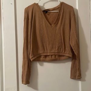 Forever 21 Mustard Yellow Cropped Long Sleeve